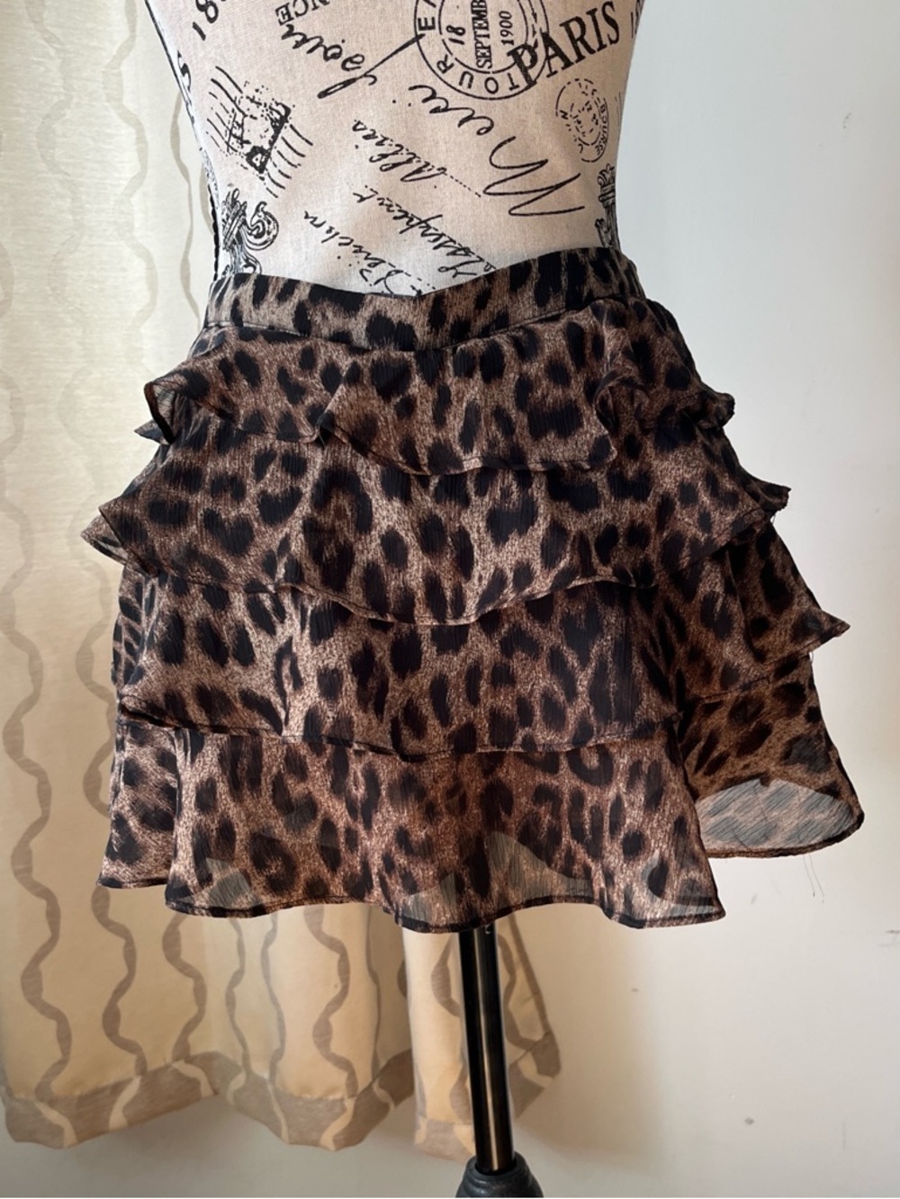 Animal print ruffle whimsy micro bohemian mall glam mini skirt shorts